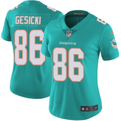 Nike Dolphins #86 Mike Gesicki Aqua Green Team Color Womens Stitched NFL Vapor Untouchable Limited Jersey