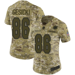 Nike Dolphins #86 Mike Gesicki Camo Women Stitched NFL Limited 2018 Salute to Service Jersey