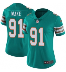 Nike Dolphins #91 Cameron Wake Aqua Green Alternate Womens Stitched NFL Vapor Untouchable Limite