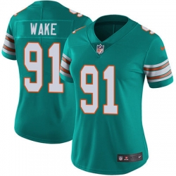 Nike Dolphins #91 Cameron Wake Aqua Green Alternate Womens Stitched NFL Vapor Untouchable Limite