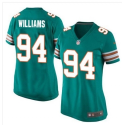 Nike Dolphins #94 Mario Williams Aqua Green Alternate Womens Stitched NFL Elite Jersey