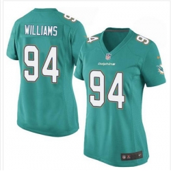 Nike Dolphins #94 Mario Williams Aqua Green Team Color Womens Stitched NFL Elite Jersey