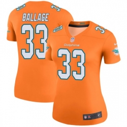 Women Kalen Ballage Miami Dolphins Color Rush Legend Nike Jersey Orange