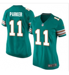 Women New Miami Dolphins #11 DeVante Parker Aqua Green Alternate Stitched NFL Elite Jersey