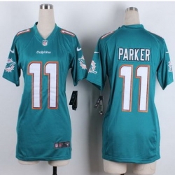 Women New Miami Dolphins #11 DeVante Parker Aqua Green Team Color Stitched NFL New Elite Jersey