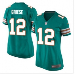 Women New Miami Dolphins #12 Bob Griese Aqua Green Alternate Stitched NFL Elite Jersey