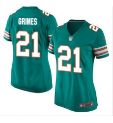 Women New Miami Dolphins #21 Brent Grimes Aqua Green Alternate Stitched NFL Elite Jersey