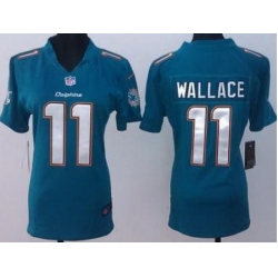 Women Nike Miami Dolphins 11 Mike Wallace Green Limited NFL Jerseys New Style