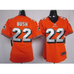 Women Nike Miami Dolphins 22 Bush Orange Jerseys