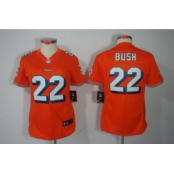 Women Nike Miami Dolphins 22# Reggie Bush Orange Color[NIKE LIMITED Jersey]
