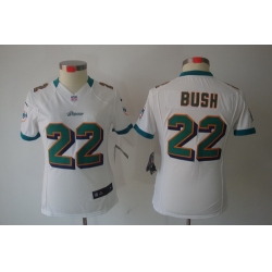 Women Nike Miami Dolphins 22# Reggie Bush White Color[Women Limited Jerseys]