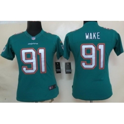 Women Nike Miami Dolphins 91 Cameron Wake Green LIMITED NFL Jerseys 2013 New Style