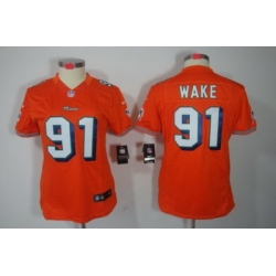 Women Nike Miami Dolphins 91# Cameron Wake Orange Color[NIKE LIMITED Jersey]