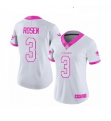 Womens Miami Dolphins 3 Josh Rosen Limited White Pink Rush Fashion Football Jersey