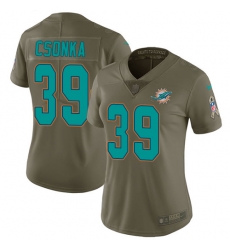 Womens Nike Dolphins #39 Larry Csonka Olive  Stitched NFL Limited 2017 Salute to Service Jersey