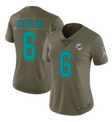 Womens Nike Dolphins #6 Jay Cutler Olive  Stitched NFL Limited 2017 Salute to Service Jersey