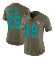 Womens Nike Dolphins #89 Julius Thomas Olive  Stitched NFL Limited 2017 Salute to Service Jersey