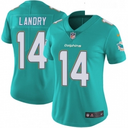 Womens Nike Miami Dolphins 14 Jarvis Landry Aqua Green Team Color Vapor Untouchable Limited Player NFL Jersey