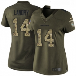 Womens Nike Miami Dolphins 14 Jarvis Landry Elite Green Salute to Service NFL Jersey