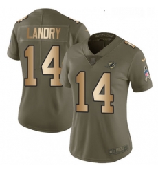 Womens Nike Miami Dolphins 14 Jarvis Landry Limited OliveGold 2017 Salute to Service NFL Jersey