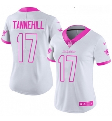 Womens Nike Miami Dolphins 17 Ryan Tannehill Limited WhitePink Rush Fashion NFL Jersey