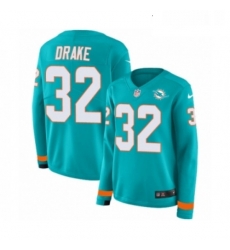 Womens Nike Miami Dolphins 32 Kenyan Drake Limited Aqua Therma Long Sleeve NFL Jersey