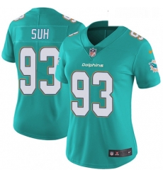 Womens Nike Miami Dolphins 93 Ndamukong Suh Aqua Green Team Color Vapor Untouchable Limited Player NFL Jersey