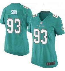 Womens Nike Miami Dolphins 93 Ndamukong Suh Game Aqua Green Team Color NFL Jersey