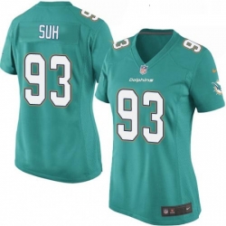 Womens Nike Miami Dolphins 93 Ndamukong Suh Game Aqua Green Team Color NFL Jersey