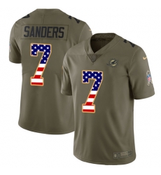 7 Limited Jason Sanders OliveUSA Flag Nike NFL Youth Jersey Miami Dolphins 2017 Salute to Service