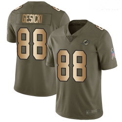 Dolphins #88 Mike Gesicki Olive Gold Youth Stitched Football Limited 2017 Salute to Service Jersey