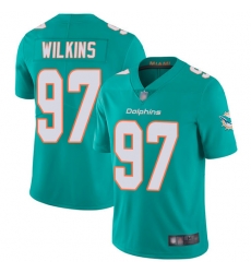 Dolphins 97 Christian Wilkins Aqua Green Team Color Youth Stitched Football Vapor Untouchable Limited Jersey
