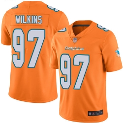 Dolphins 97 Christian Wilkins Orange Youth Stitched Football Limited Rush Jersey