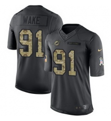 Nike Dolphins #91 Cameron Wake Black Youth Stitched NFL Limited 2016 Salute to Service Jersey