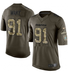 Nike Dolphins #91 Cameron Wake Green Youth Stitched NFL Limited Salute to Service Jersey