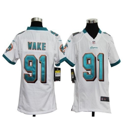 Nike Dolphins #91 Cameron Wake White Youth Stitched NFL Elite Jersey