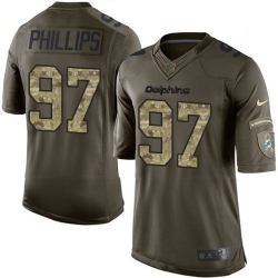 Nike Dolphins #97 Jordan Phillips Green Youth Stitched NFL Limited Salute to Service Jersey