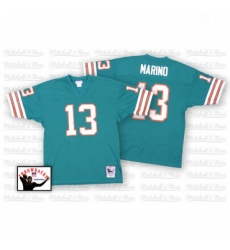 Youth Mitchell and Ness Miami Dolphins 13 Dan Marino Aqua Green Team Color Authentic Throwback NFL Jersey