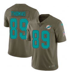 Youth Nike Dolphins #89 Julius Thomas Olive Stitched NFL Limited 2017 Salute to Service Jersey