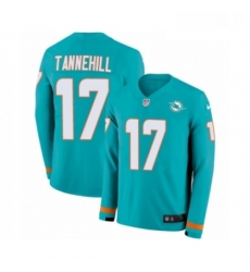 Youth Nike Miami Dolphins 17 Ryan Tannehill Limited Aqua Therma Long Sleeve NFL Jersey