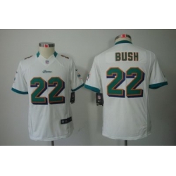 Youth Nike Miami Dolphins 22# Reggie Bush White Color[Youth Limited Jerseys]