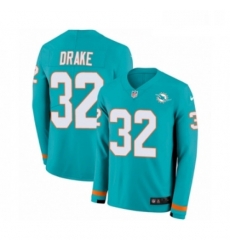 Youth Nike Miami Dolphins 32 Kenyan Drake Limited Aqua Therma Long Sleeve NFL Jersey