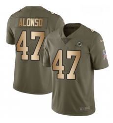 Youth Nike Miami Dolphins 47 Kiko Alonso Limited OliveGold 2017 Salute to Service NFL Jersey