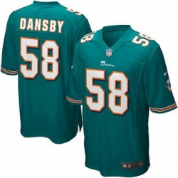 Youth Nike Miami Dolphins 58# Karlos Dansby Game Green Color Jersey