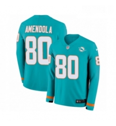 Youth Nike Miami Dolphins 80 Danny Amendola Limited Aqua Therma Long Sleeve NFL Jersey