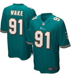 Youth Nike Miami Dolphins 91# Cameron Wake Game Green Color Jersey