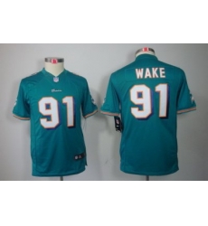 Youth Nike Miami Dolphins 91 Cameron Wake Green Color[Youth Limited Jerseys]