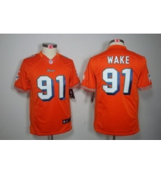 Youth Nike Miami Dolphins 91# Cameron Wake Orange Color[Youth Limited Jerseys]