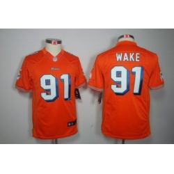 Youth Nike Miami Dolphins 91# Cameron Wake Orange Color[Youth Limited Jerseys]