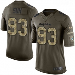 Youth Nike Miami Dolphins 93 Ndamukong Suh Elite Green Salute to Service NFL Jersey